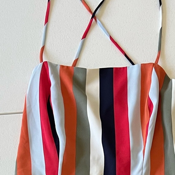 Lulus Below-the-knee striped dress with spaghetti straps and a tie back S NWOT - Picture 6 of 9